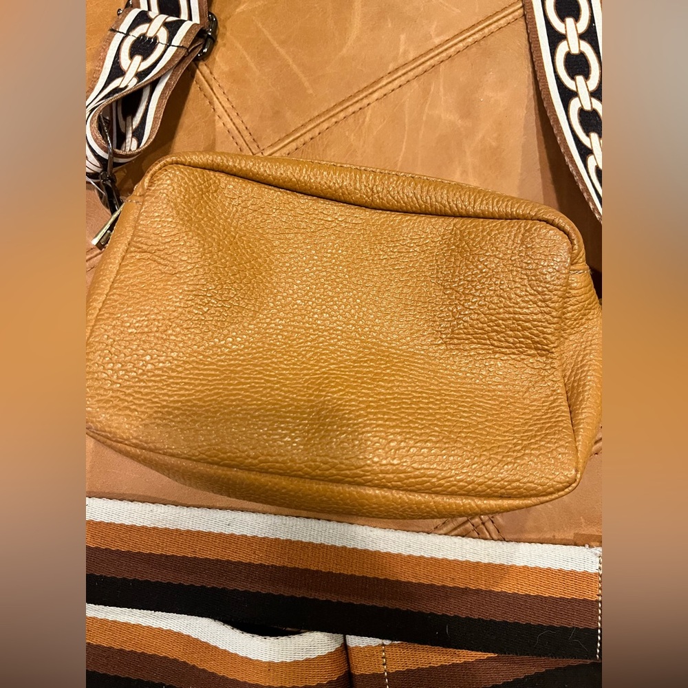 Genuine Italian Leather Tan Crossbody w/ 2 Strap Options 
MSRP: $118